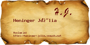 Heninger Júlia névjegykártya